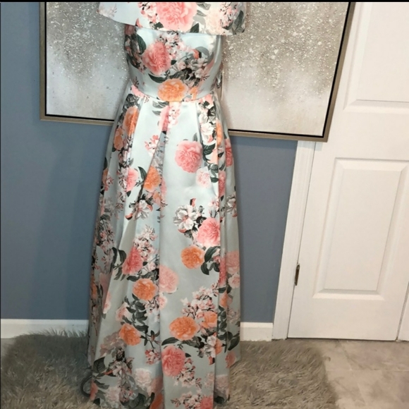 Eliza J Off-The-Shoulder Floral Gown - Picture 4 of 6